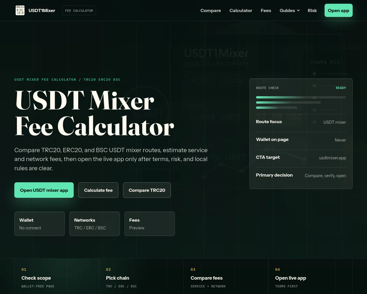 Screenshot of usdt1mixer.com