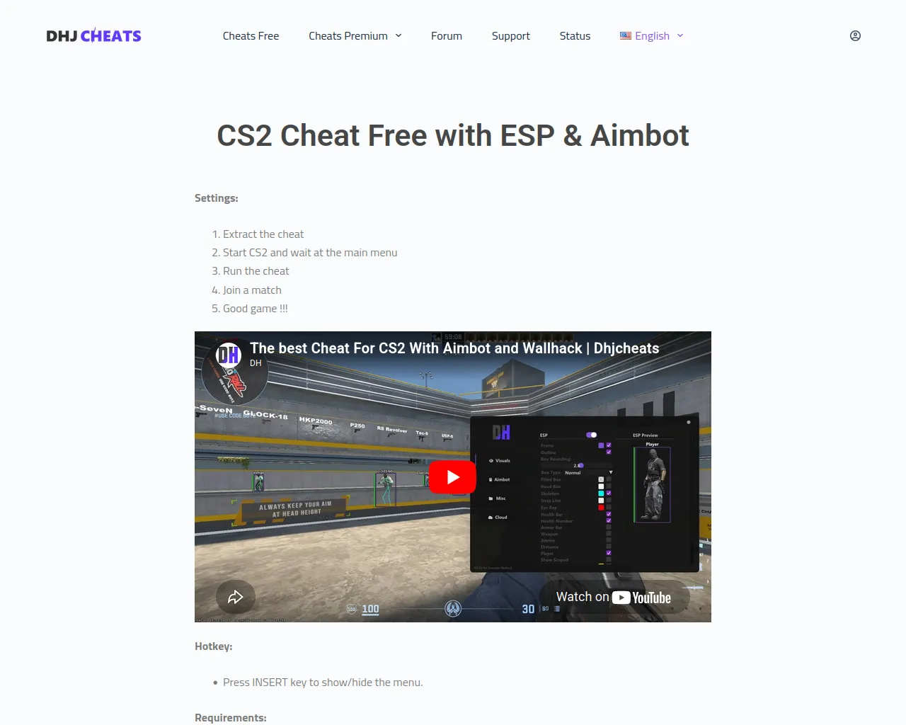 Screenshot of dhjcheats.com