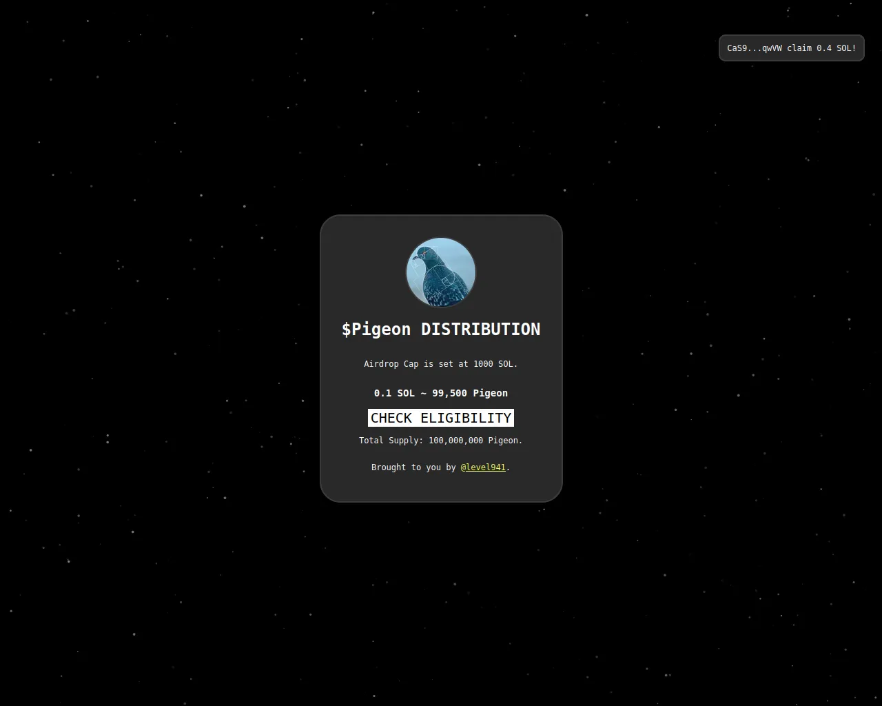 Screenshot of pigeons-rewards.xyz