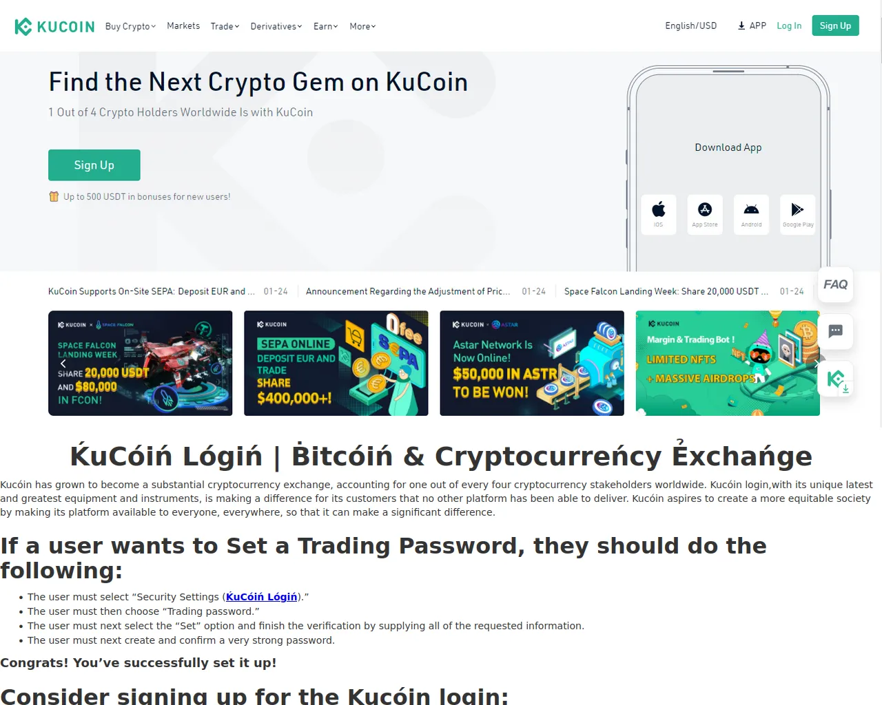 Screenshot of kukoinlogin.webflow.io