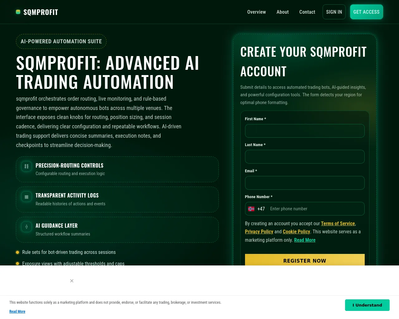 Screenshot of sqmprofitsoftware.com