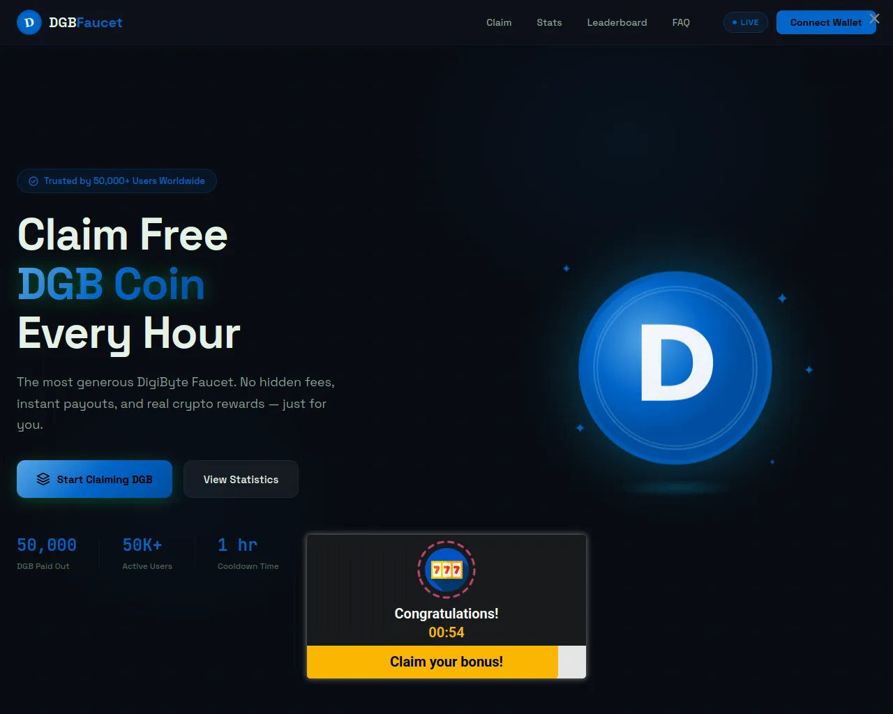 Screenshot of dgbfaucet.pages.dev
