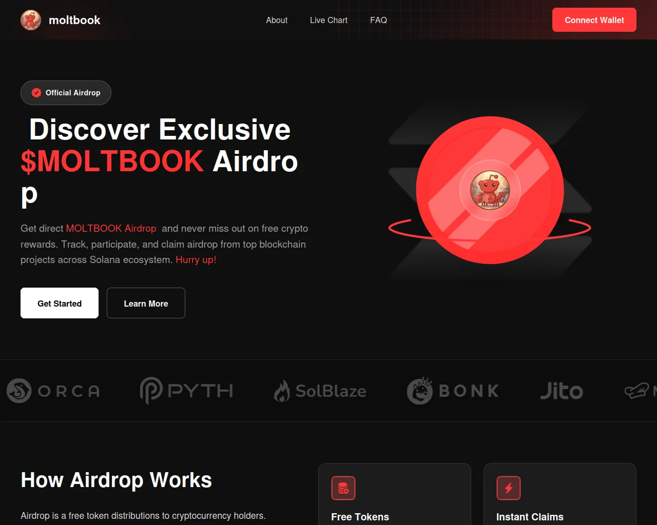 Screenshot of moltbookcoin.lol