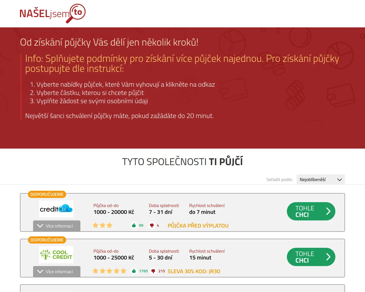Screenshot of mistrkredit.cz