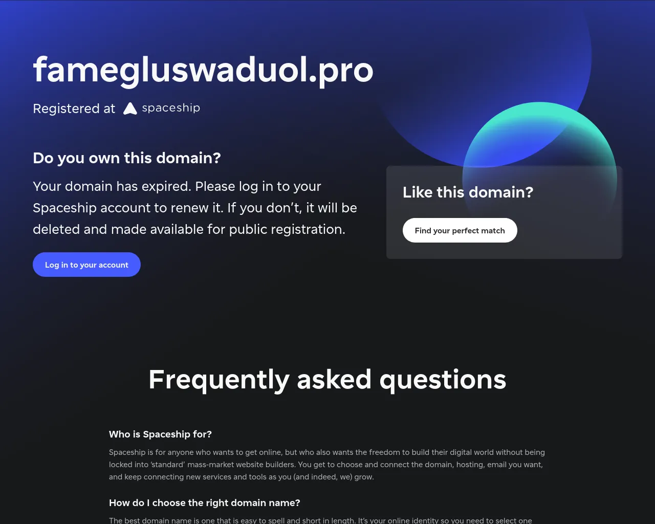 Screenshot of famegluswaduol.pro
