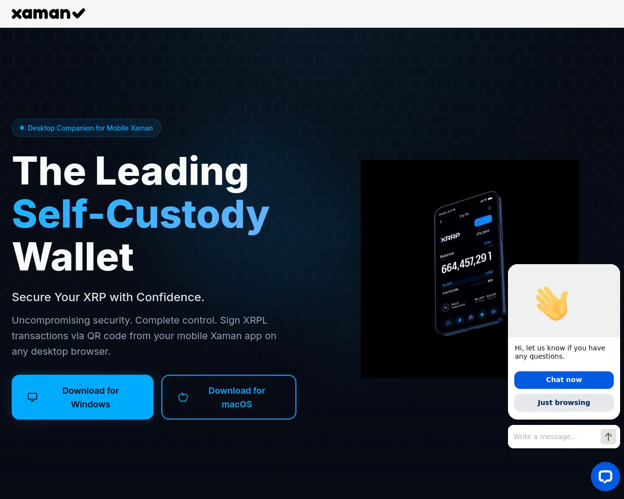 Screenshot of xamanpcwallet.app