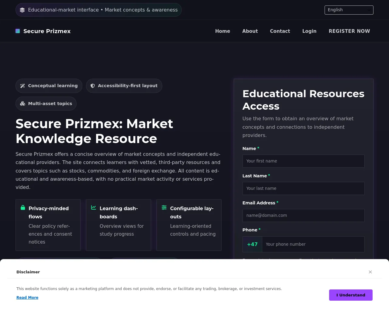 Screenshot of secureprizmexsolution.com