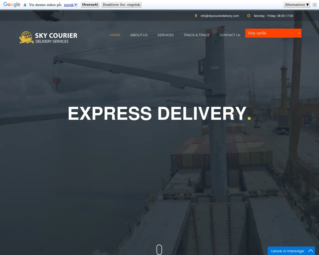 Screenshot of skycourierdelivery.com