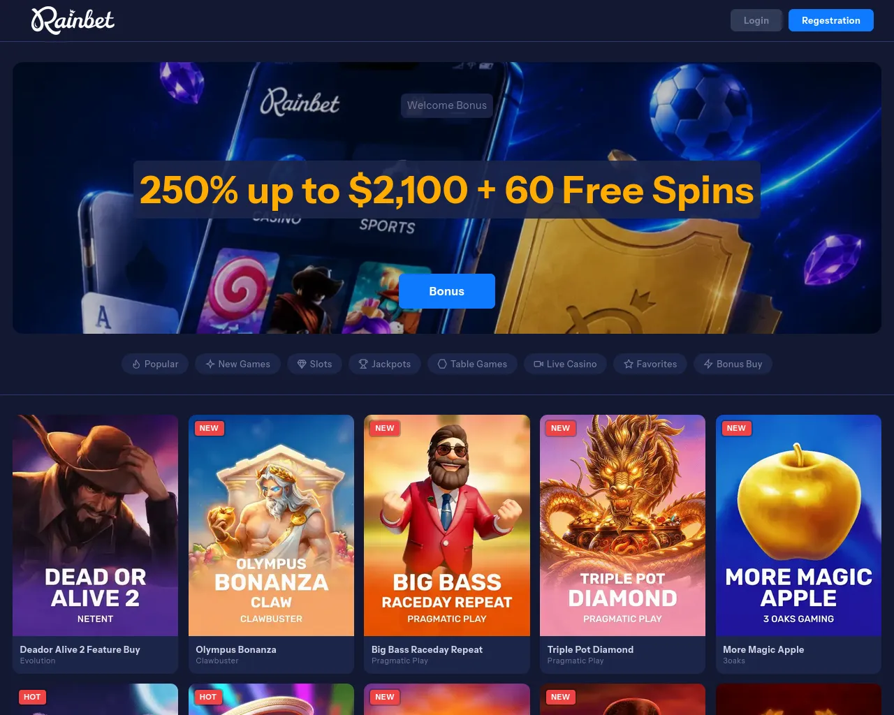 Screenshot of rainbetofficial.ca