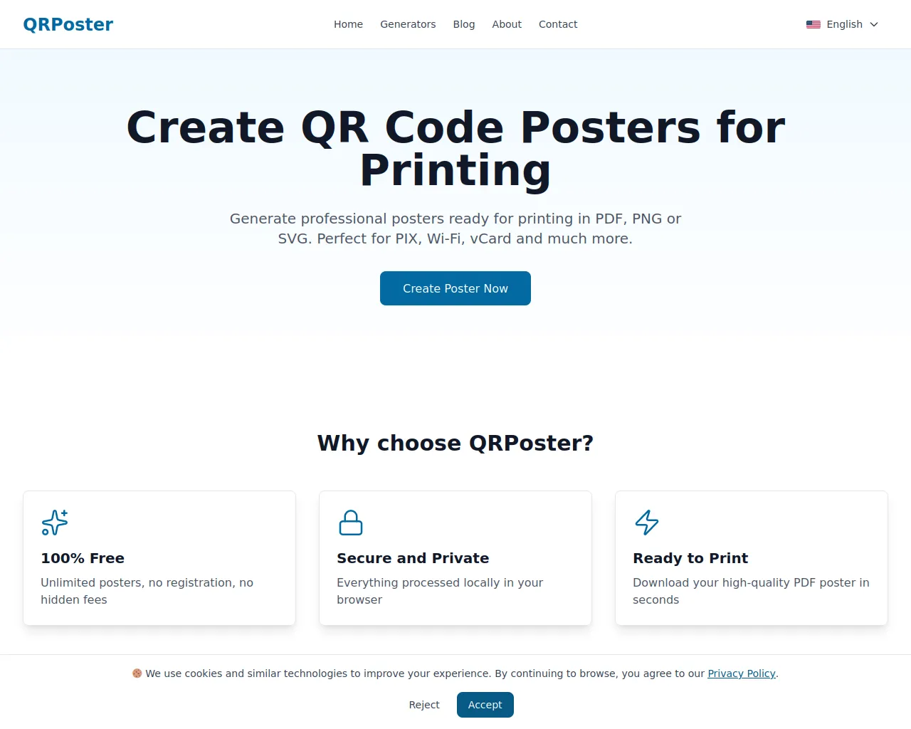 Screenshot of qrposter.net