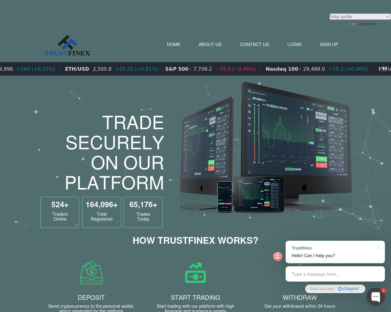 Screenshot of trustfinex.com