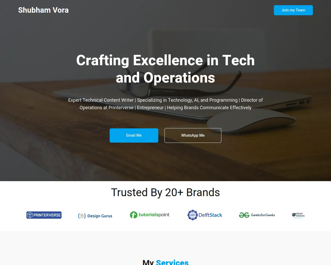 Screenshot of shubhamvora.com