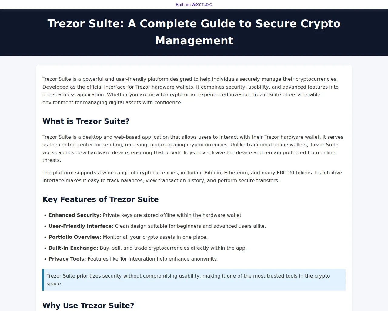 Screenshot of safetrezor.wixstudio.com