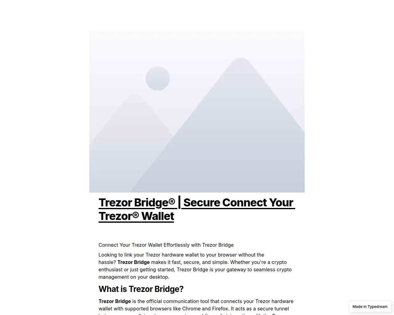 Screenshot of learns-bridge-trezr.typedream.app