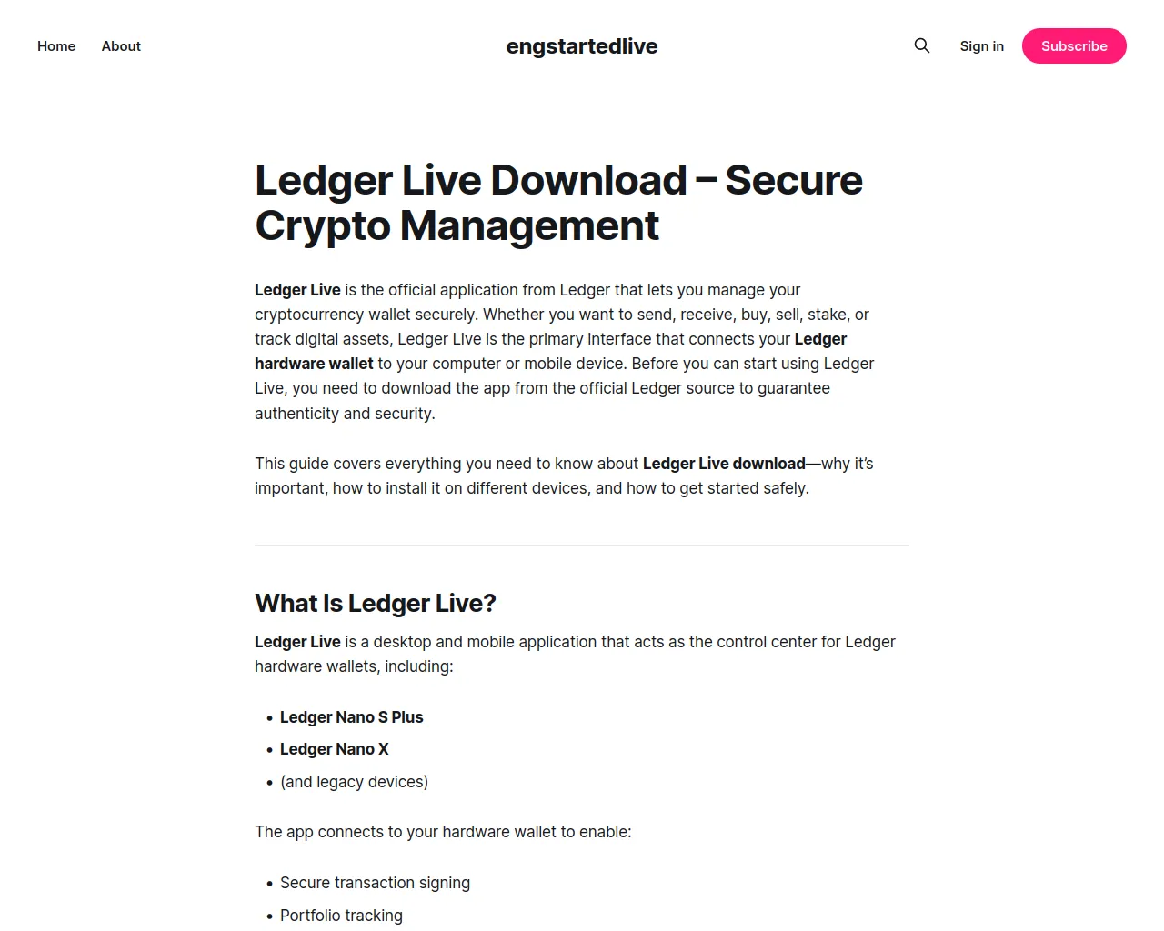 Screenshot of engstart-live.ghost.io