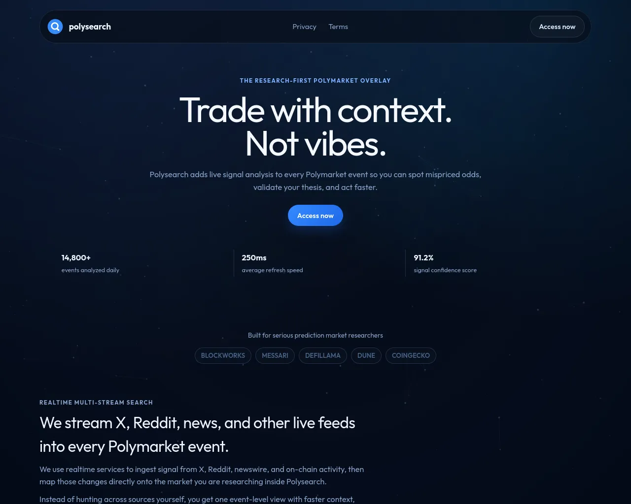Screenshot of polymarketsearch.com