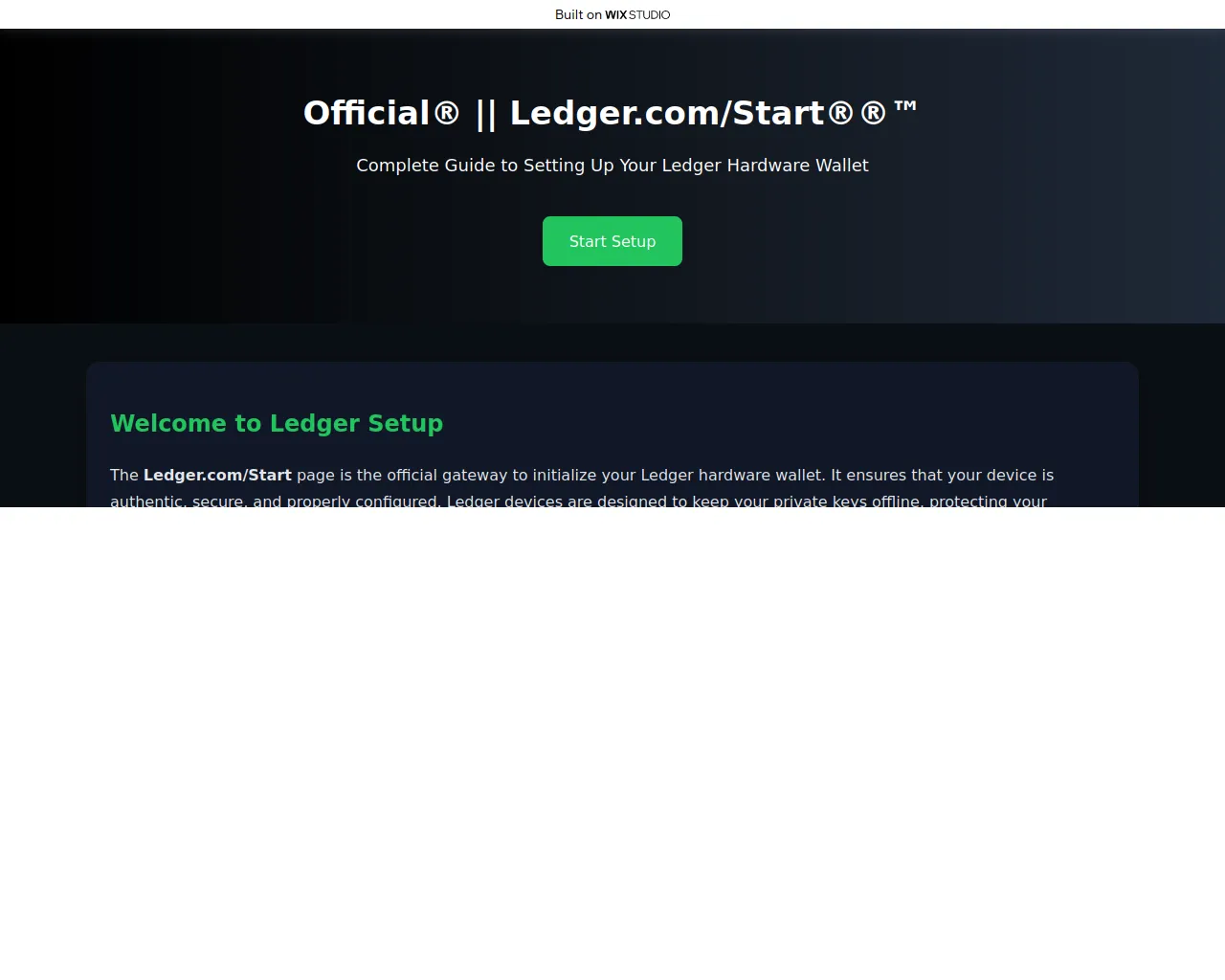 Screenshot of homepage-started.wixstudio.com