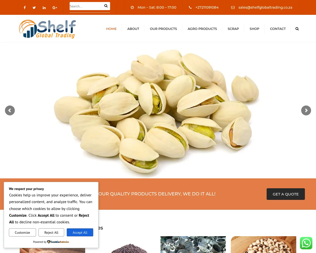 Screenshot of shelfglobaltrading.co.za