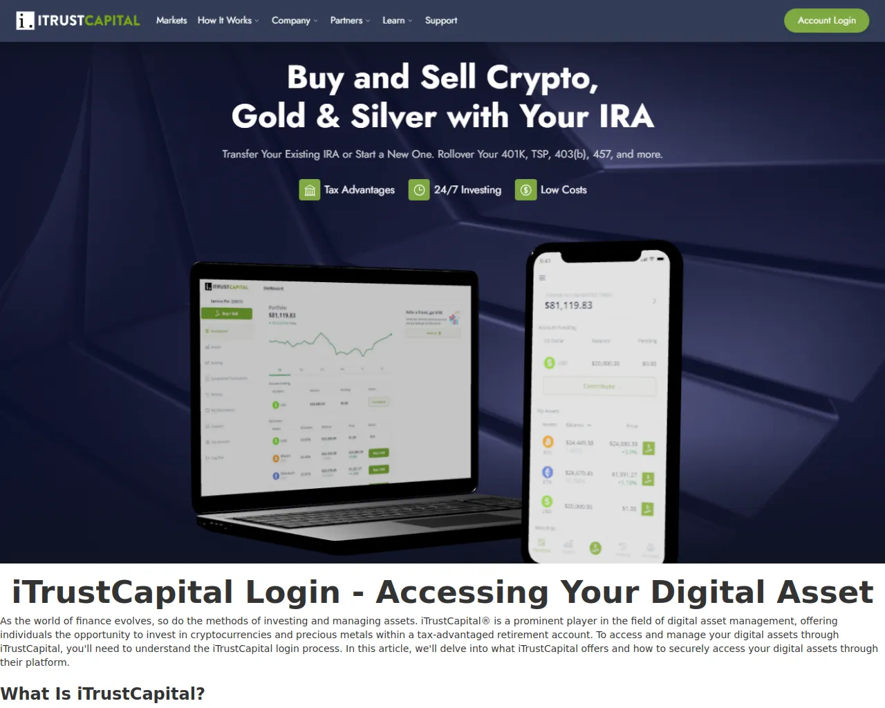Screenshot of itrrustcapitalloginn.webflow.io
