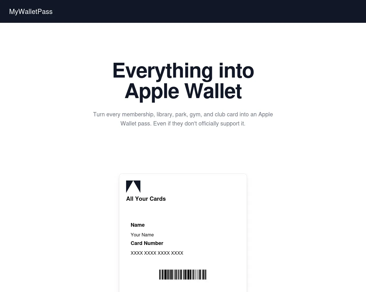 Screenshot of mywalletpass.com