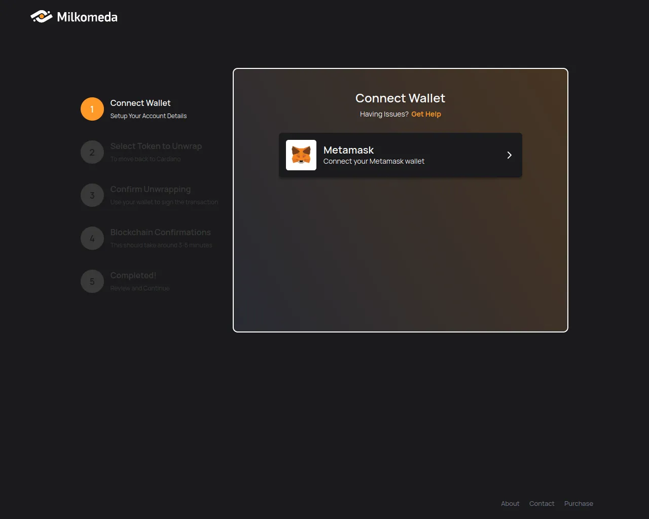 Screenshot of milkomeda-bridge-webpage.pages.dev