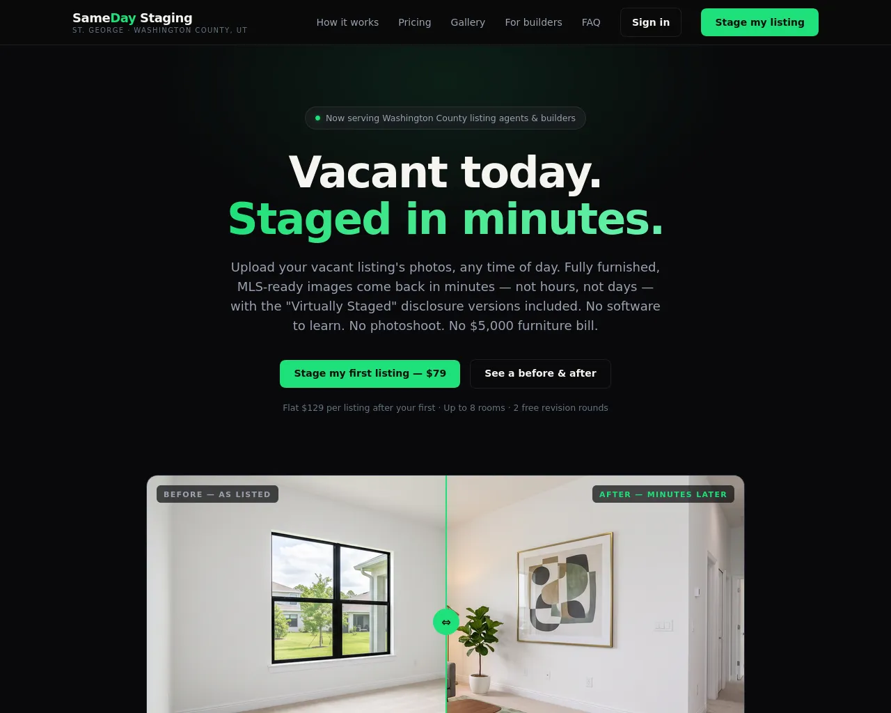 Screenshot of sameday-staging.com