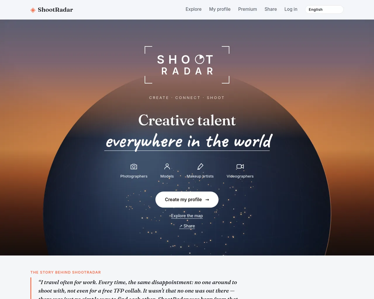 Screenshot of shootradar.app