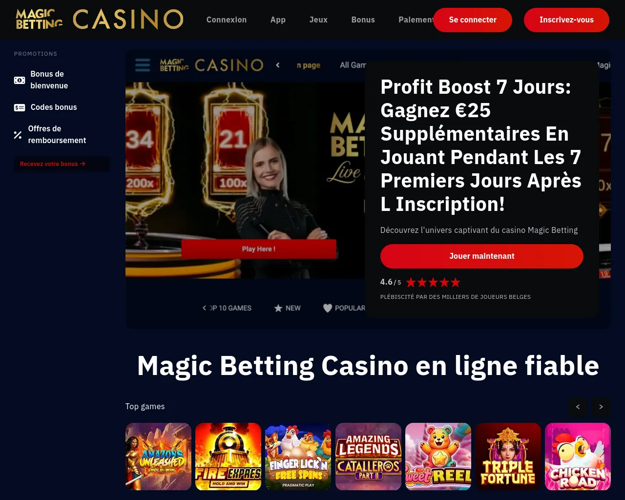 Screenshot of magicbettingcasinobelgique.com