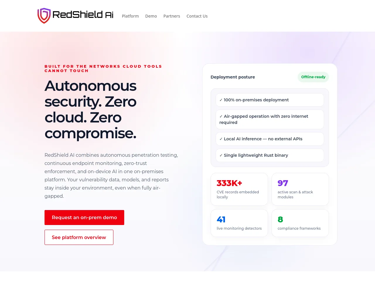Screenshot of redshieldai.net