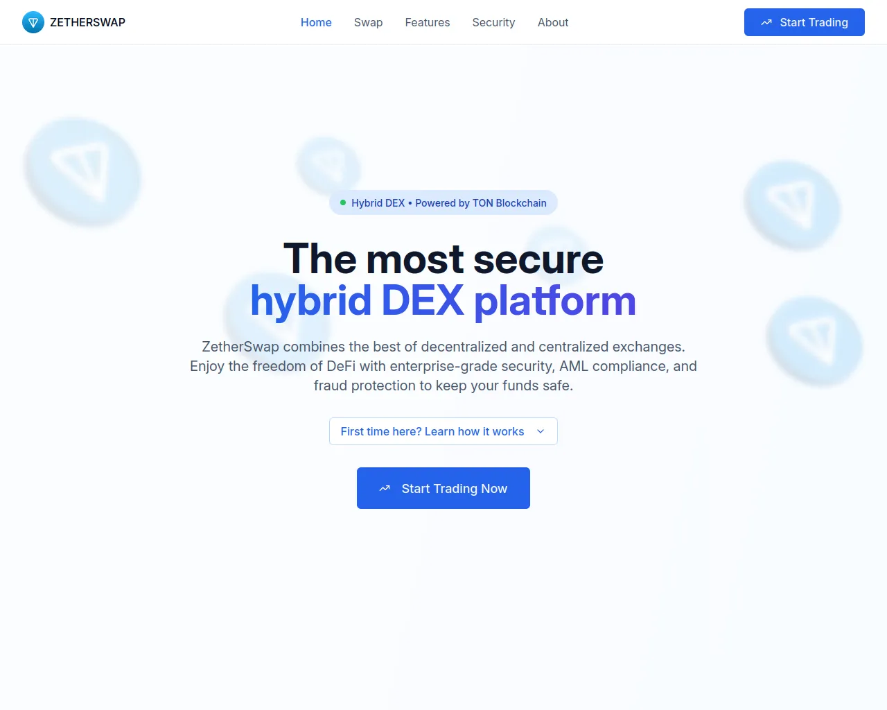 Screenshot of zetherswap.com