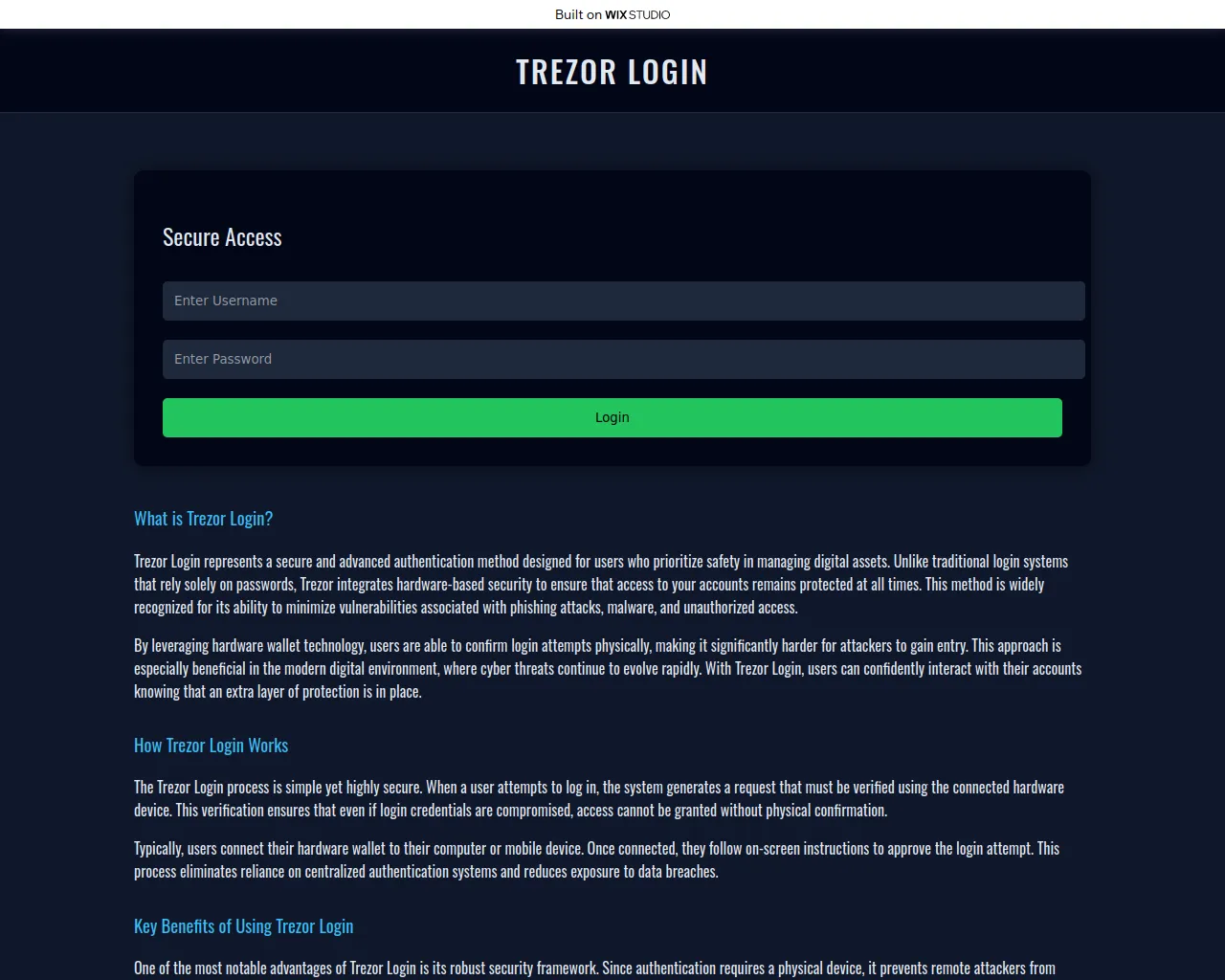 Screenshot of terzos-homepage.wixstudio.com