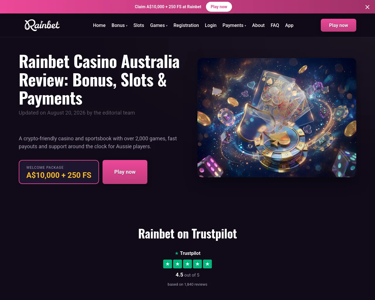 Screenshot of the-rainbet-au.com