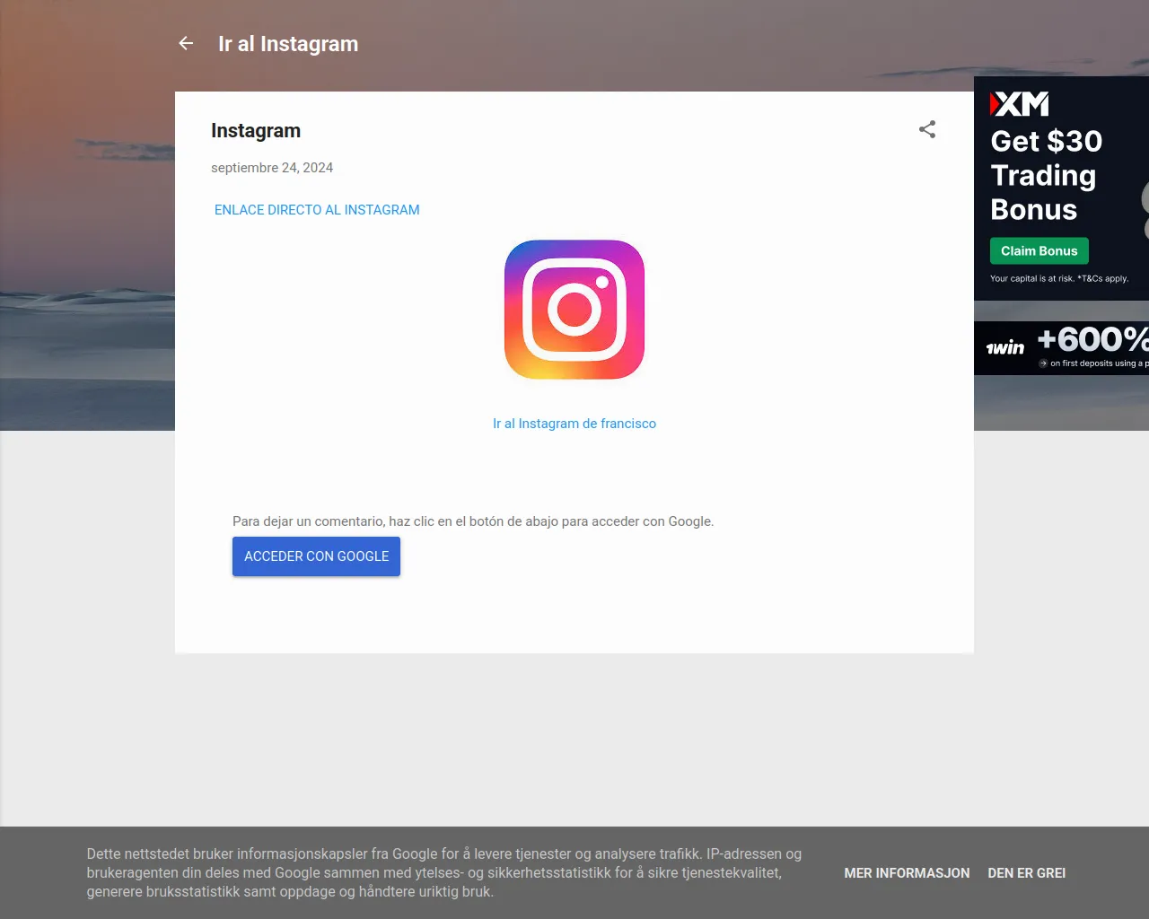 Screenshot of instagramdefrancisco.blogspot.com