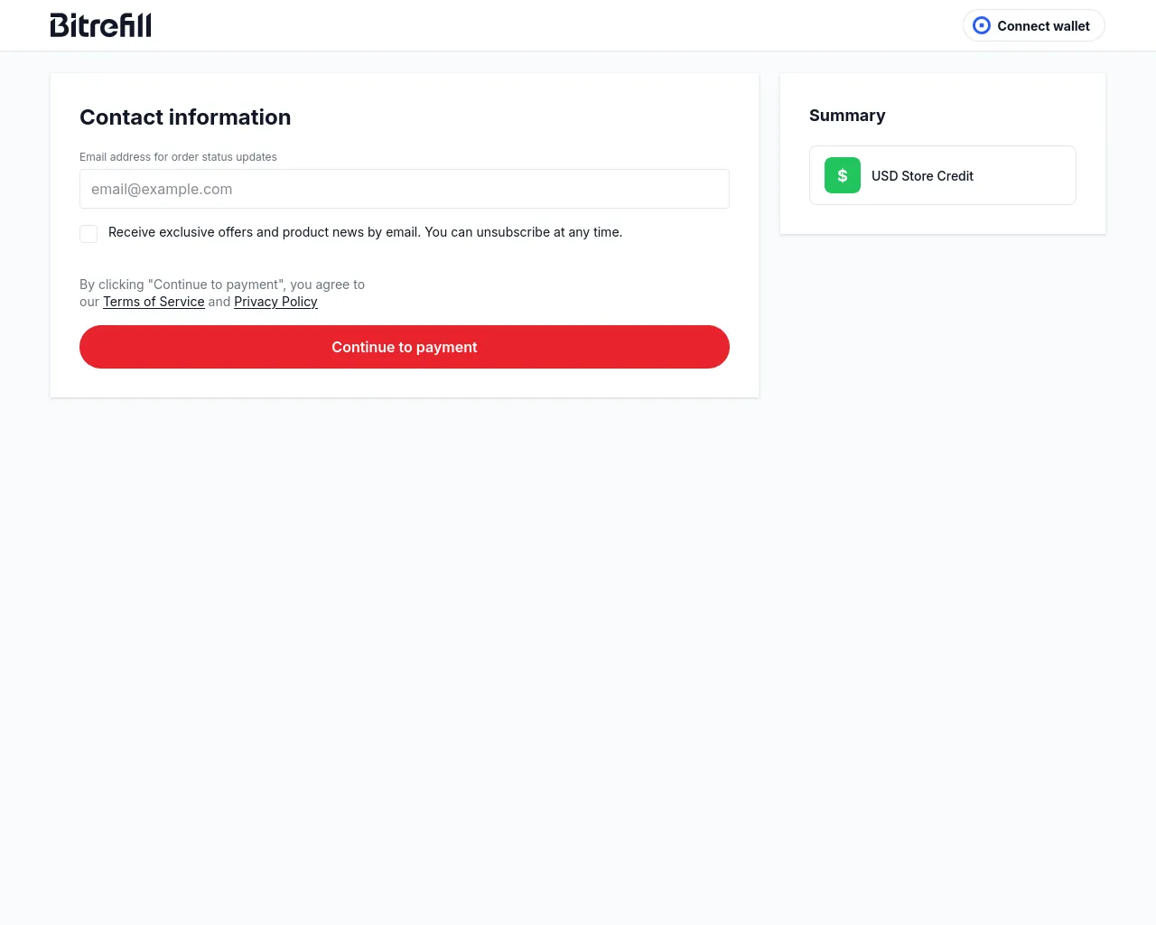 Screenshot of bitrefillpay.com