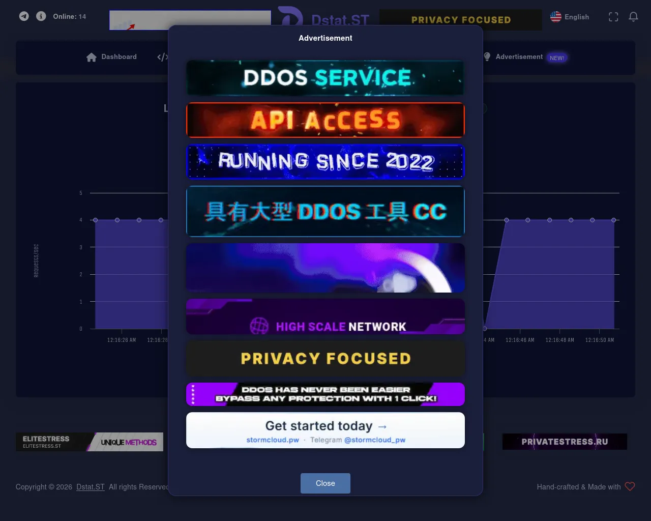 Screenshot of dstat.xyz