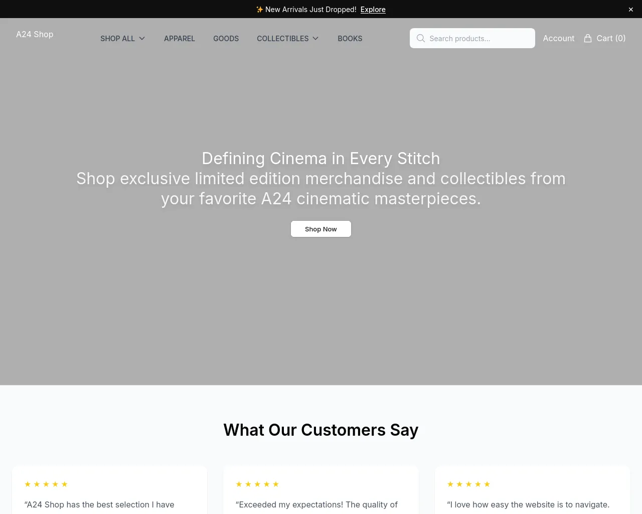 Screenshot of a24filmsshop.shop