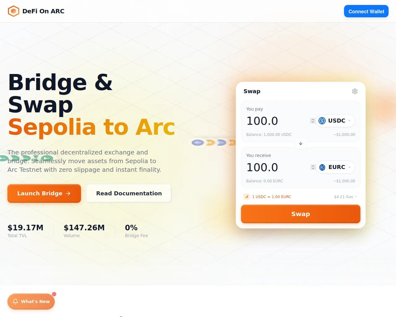 Screenshot of defi-on-arc.vercel.app