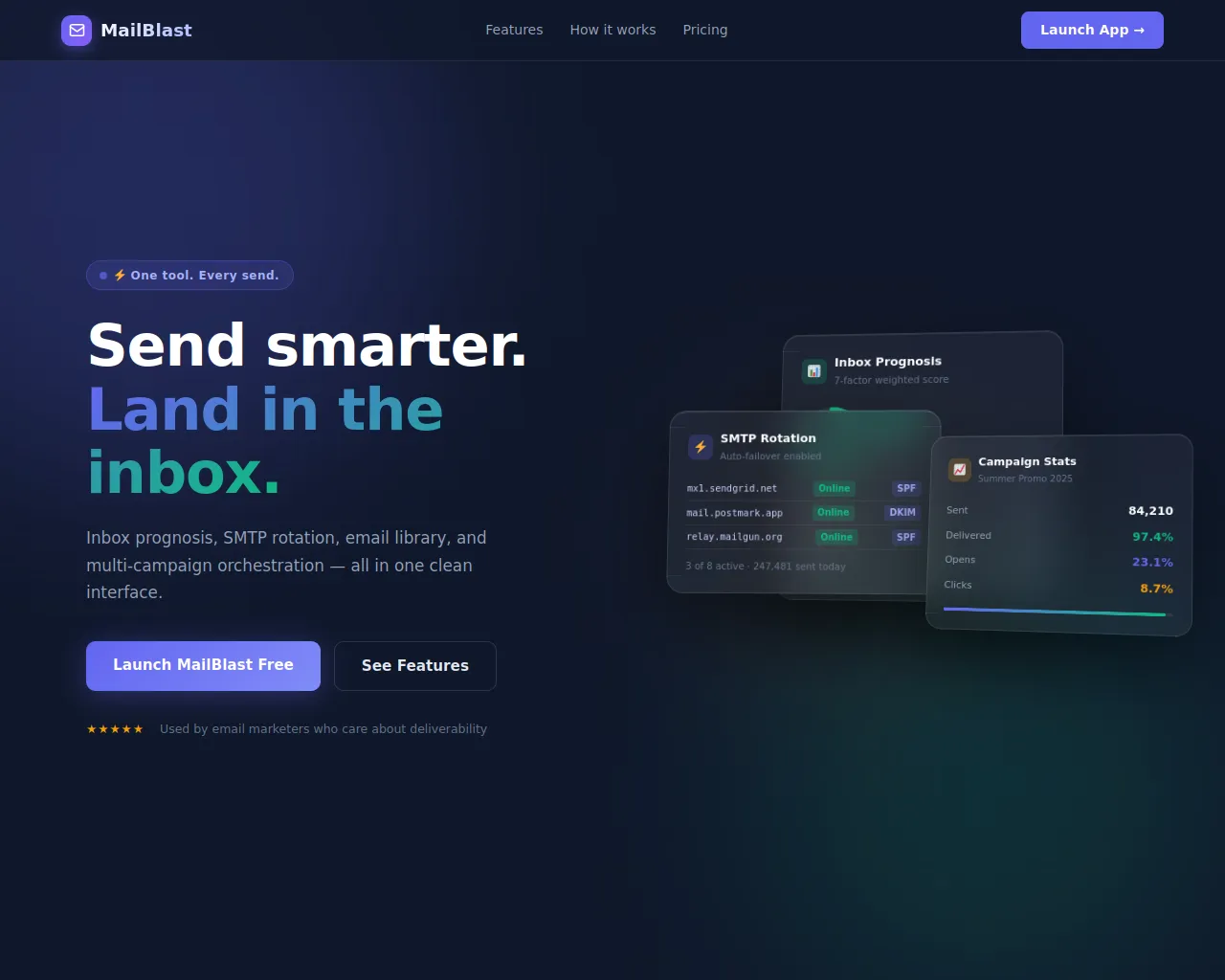 Screenshot of mymailer.live