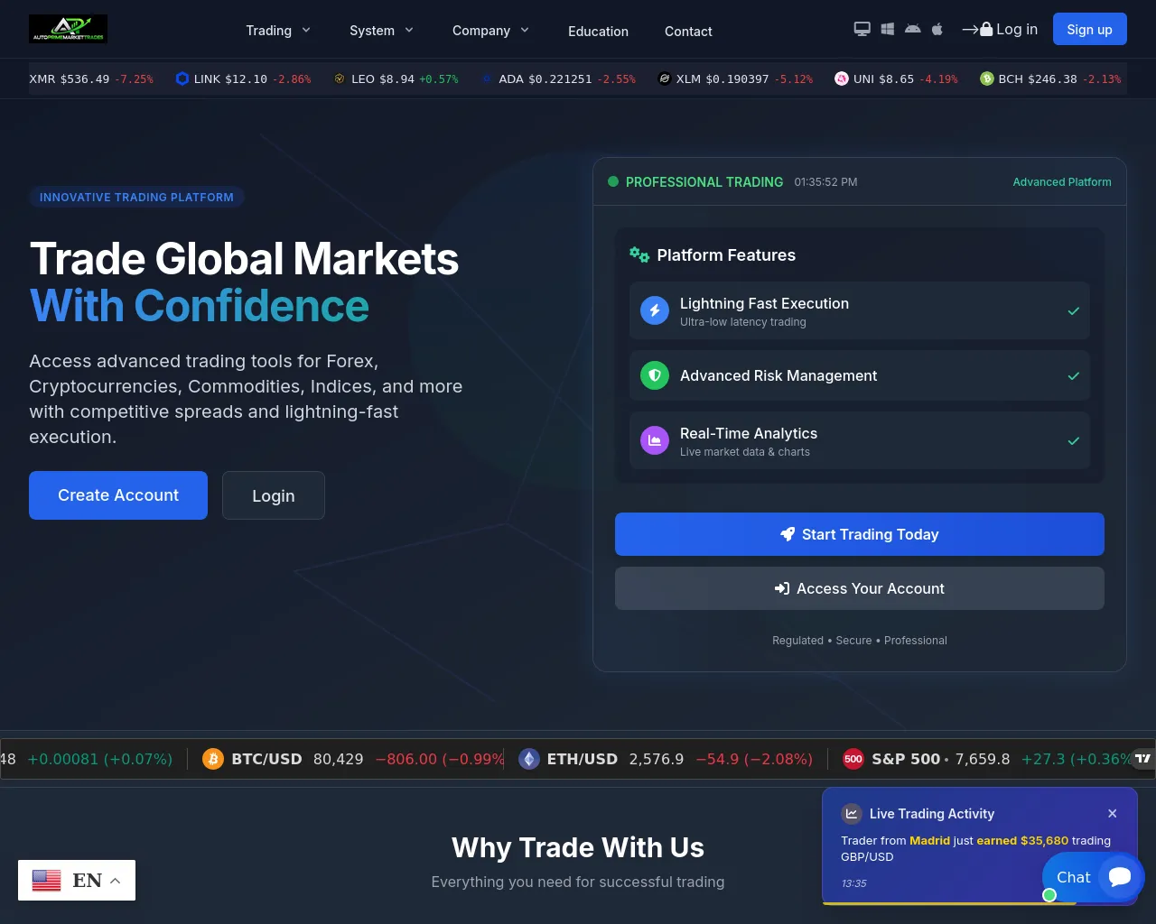 Screenshot of autoprimemarketrades.com