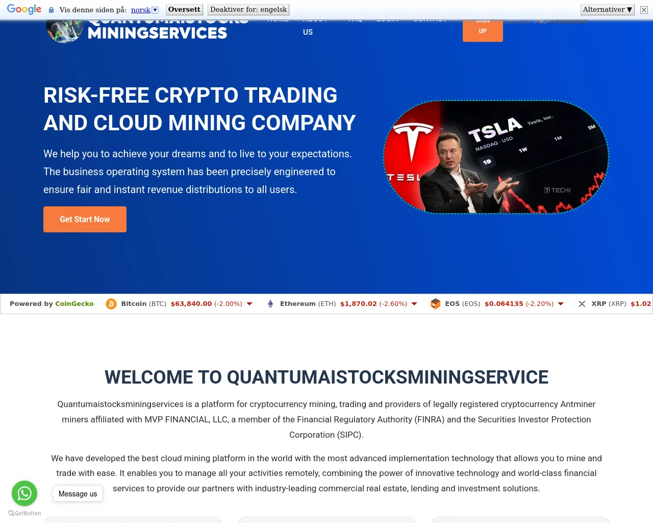 Screenshot of quantumaistocksminingservices.cc