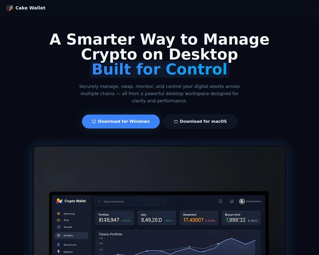Screenshot of cakewalletdesktop.app