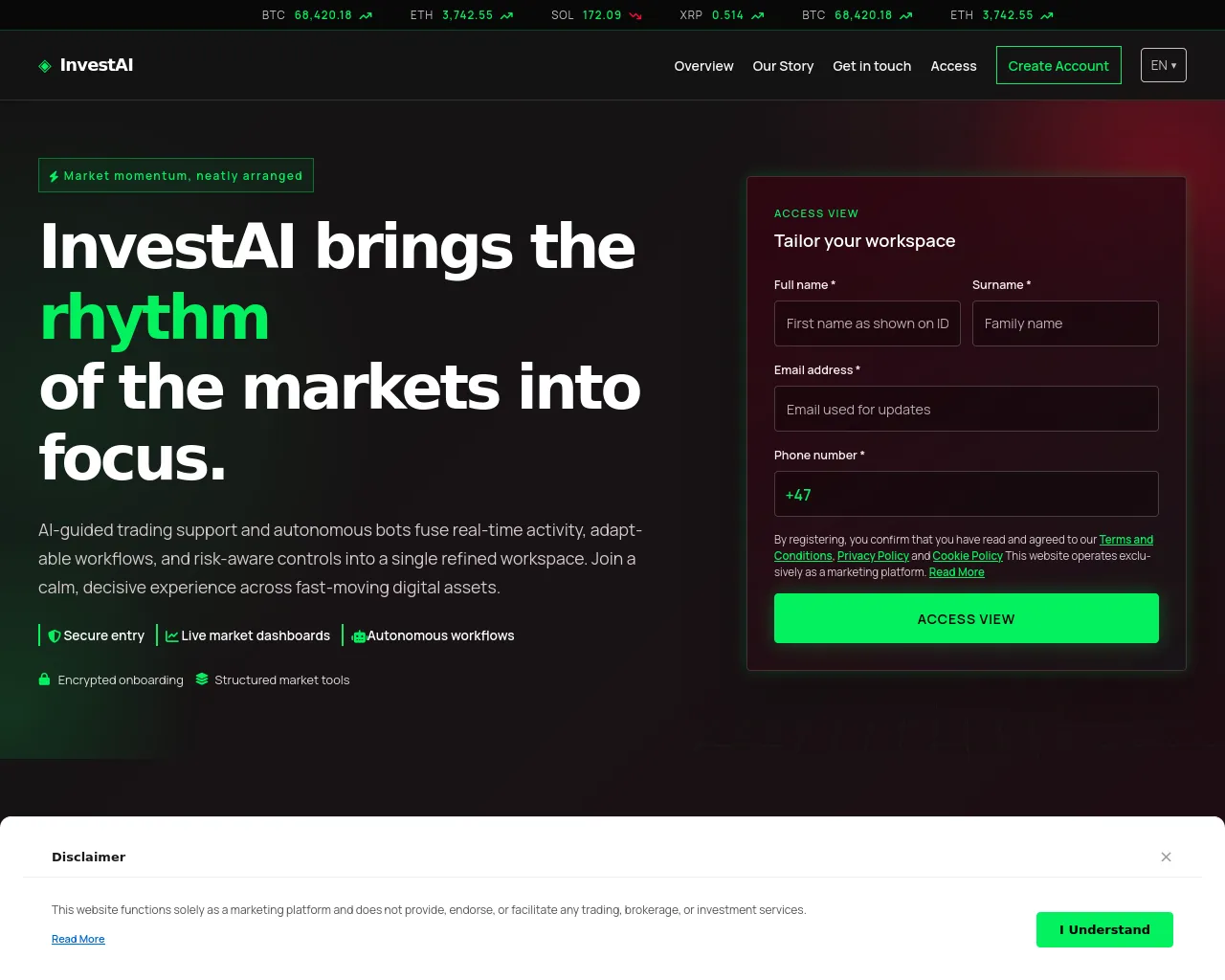 Screenshot of investaisystem.digital