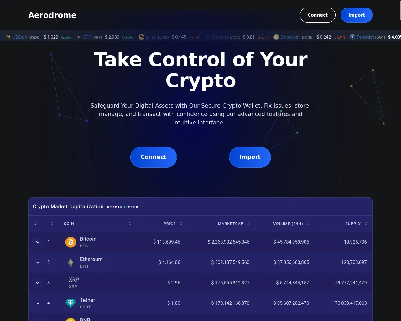 Screenshot of aerodrome-finance.vip