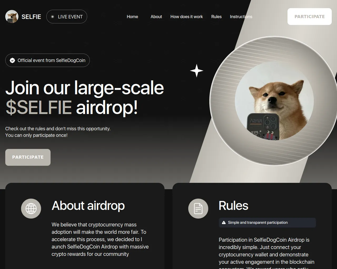 Screenshot of selfiedog.io
