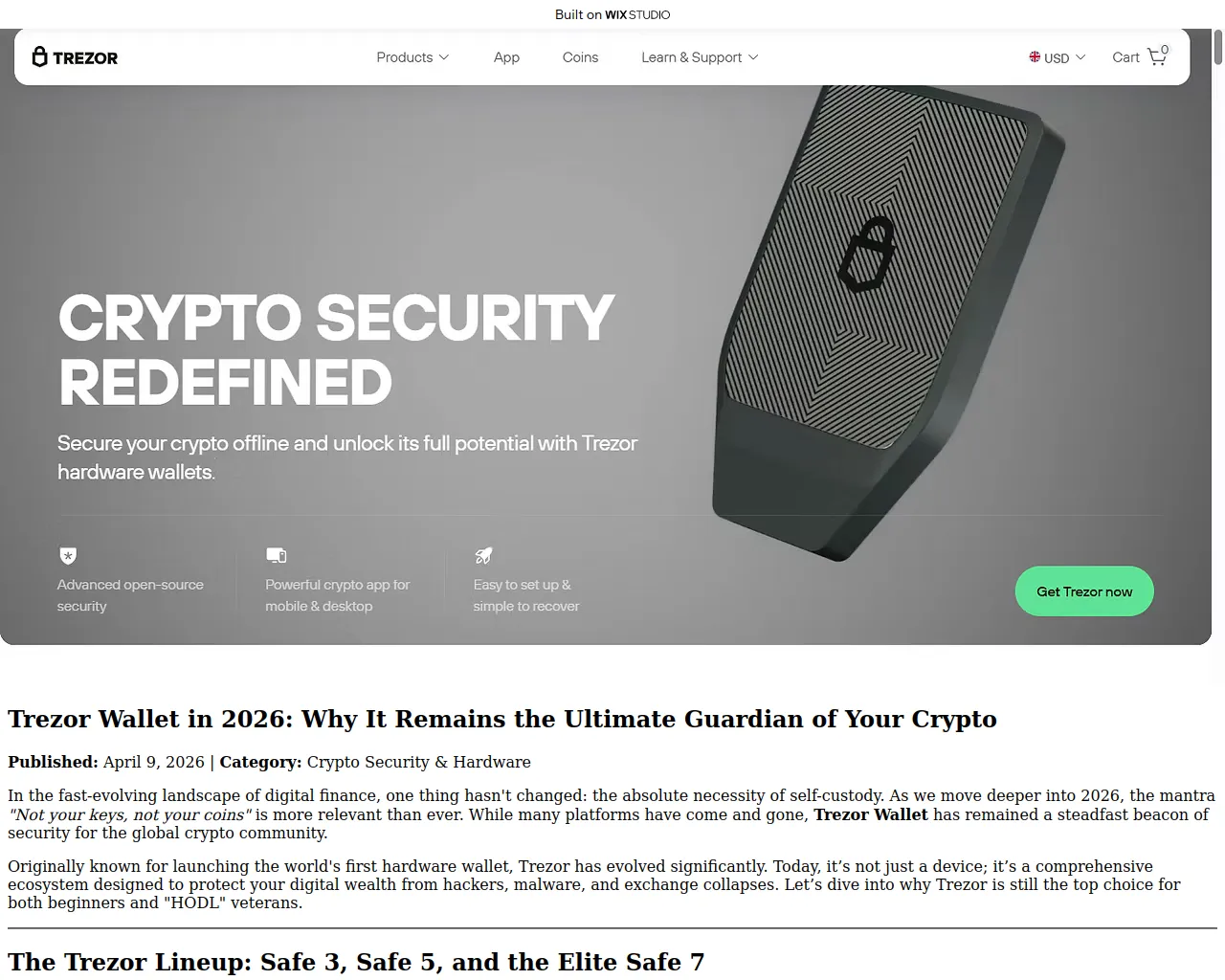 Screenshot of trizorwallet.wixstudio.com