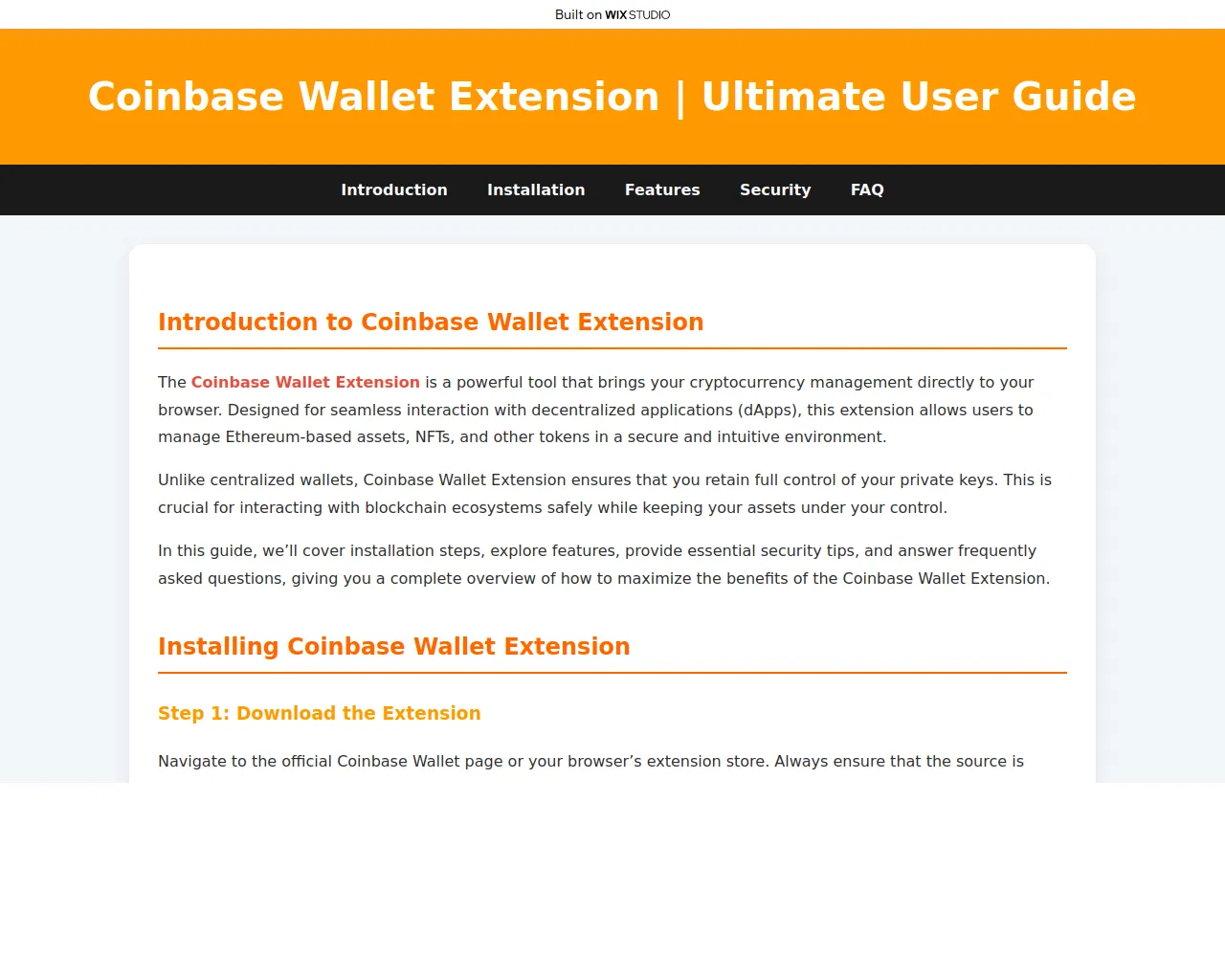 Screenshot of home-coinextinsion.wixstudio.com
