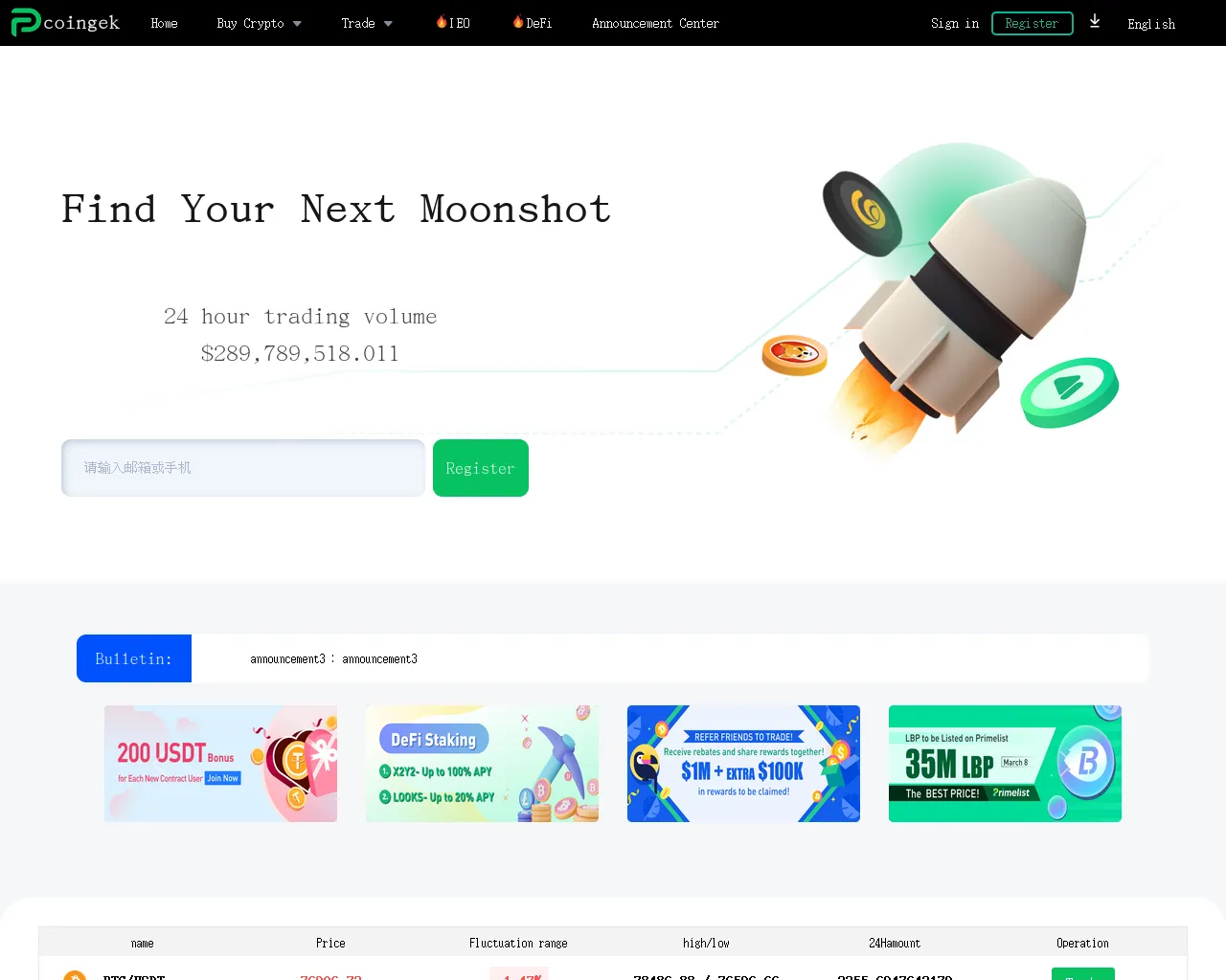 Screenshot of coingekx.com