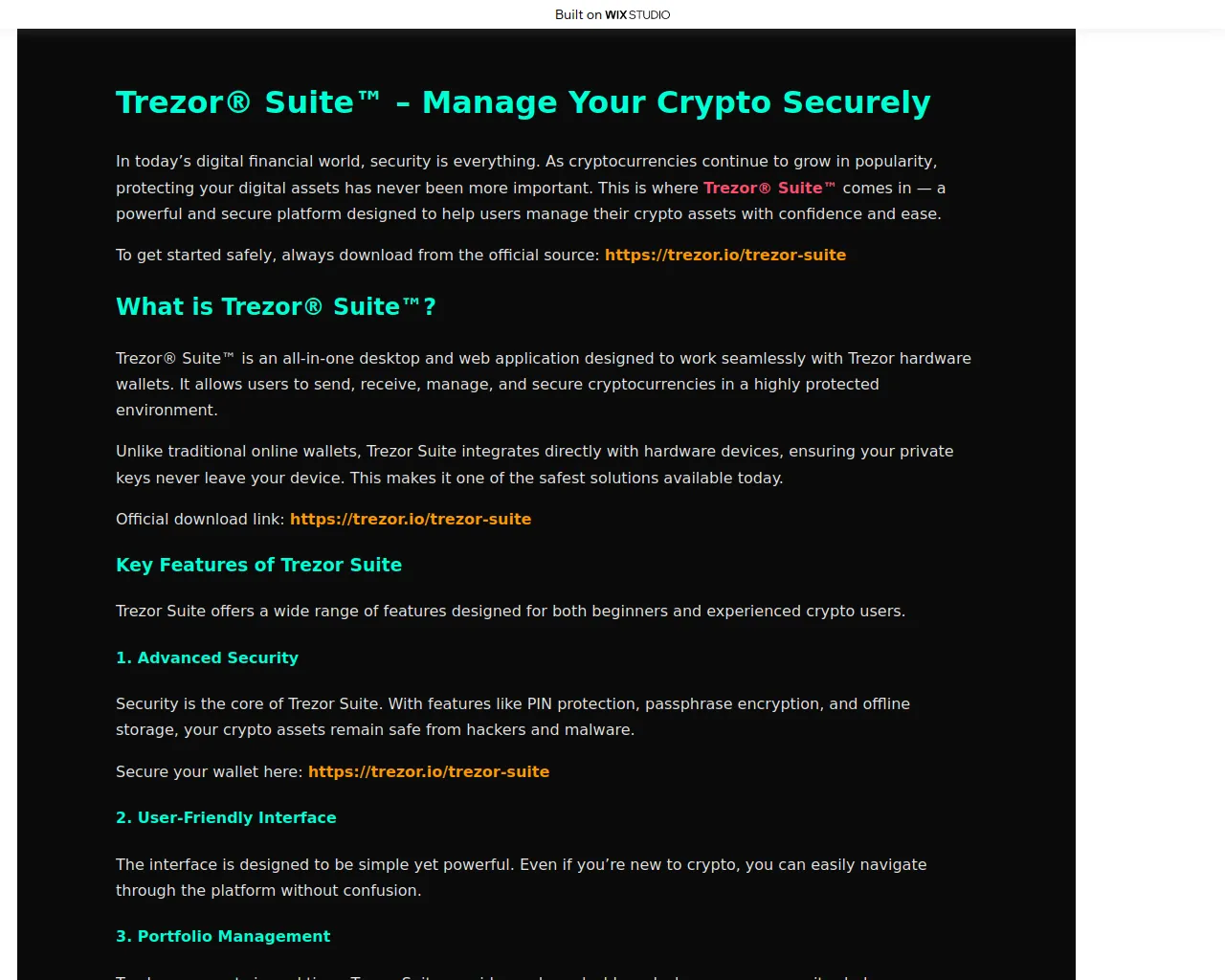 Screenshot of suiteapps-trzre.wixstudio.com