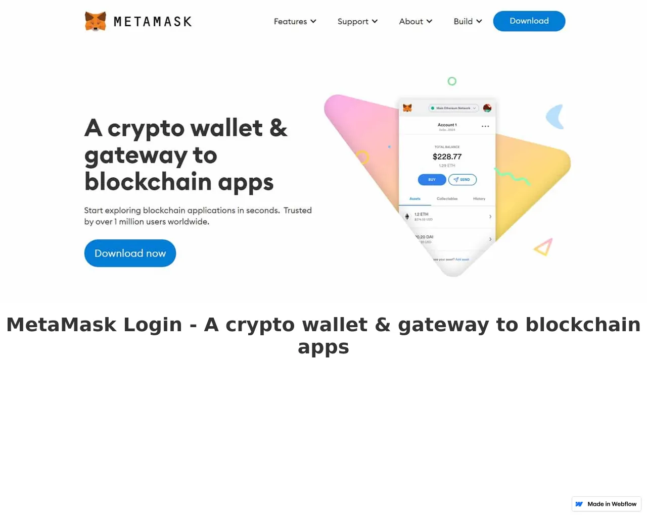 Screenshot of metamasklogino.webflow.io