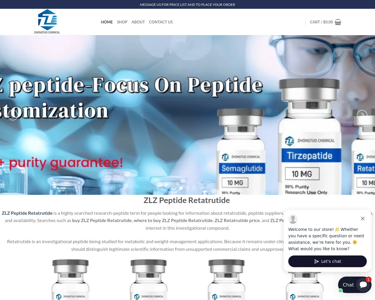 Screenshot of zlzpeptideretatrutide.com